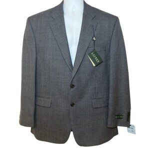 Lauren Ralph Lauren Houndstooth Blazer Sport Coat Men's 44R Charcoal 100% Wool
